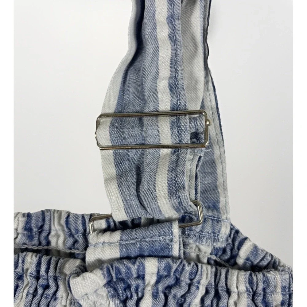 Tractr Striped Wide Leg Jumpsuit Girls 10 Blue White Smock Coastal Cowgirl Boho
